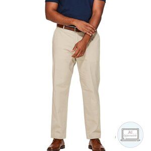 Theory Mens Stretch Chino Pants Khaki Brown Flat Front Taper Leg Size 36 x 28